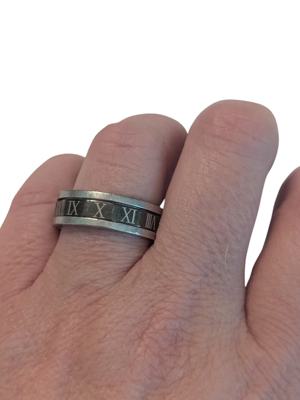 VTG Stainless Steel Roman Numerals Spinner Fidget Band Ring Men's Ring Size 10